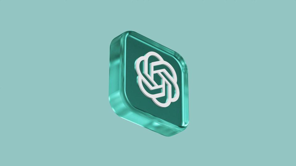 3D-logo på turkis baggrund