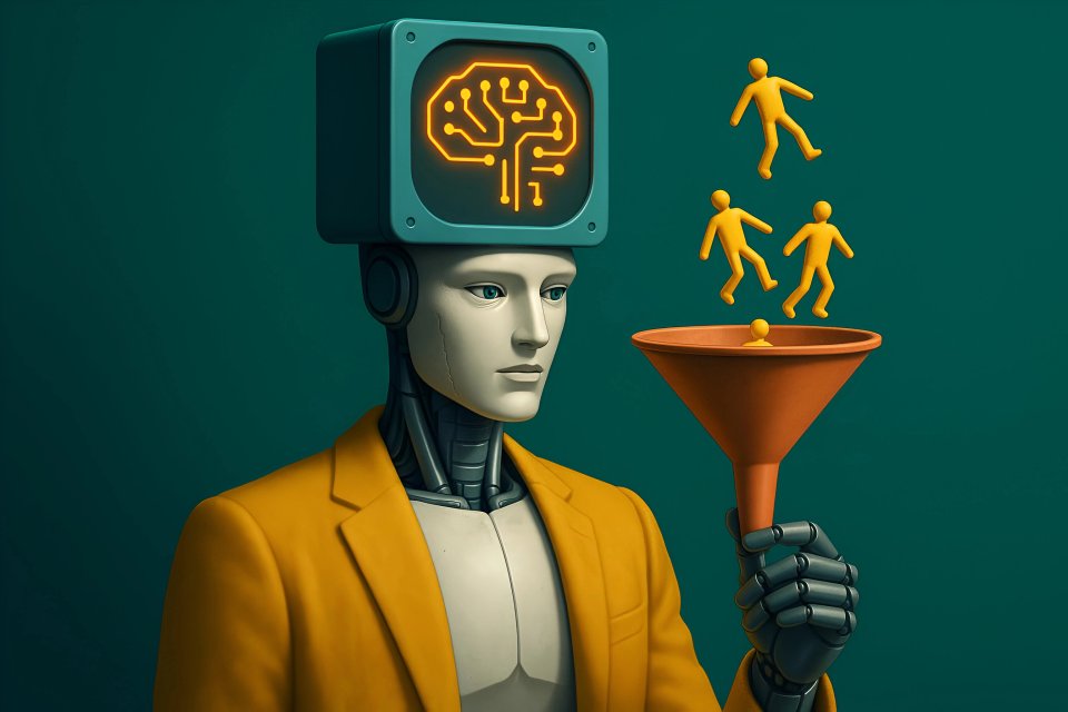 Robot med trakt og figurer