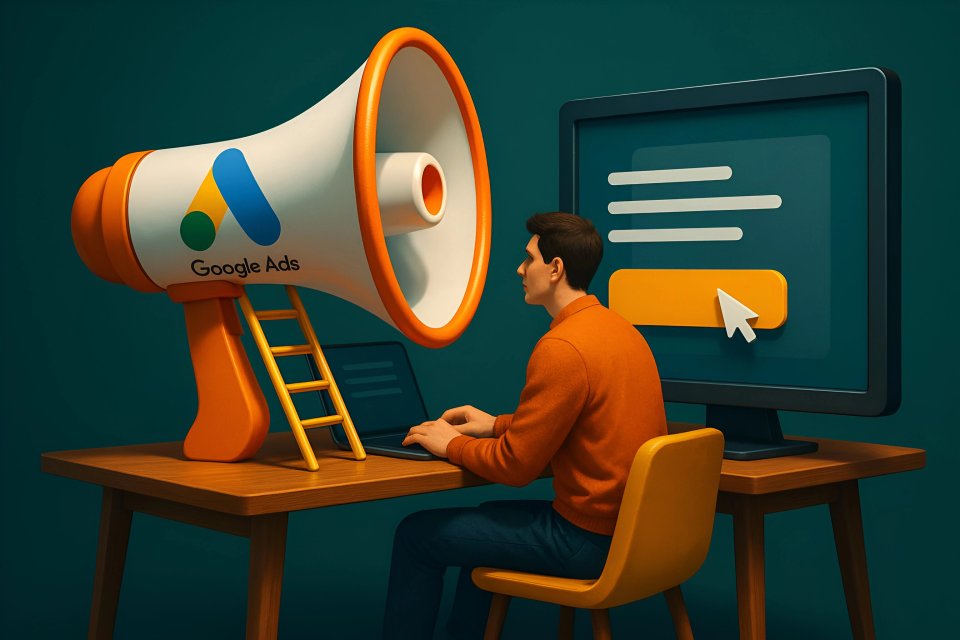 Illustrasjon av oppsettet for en Google Ads-kampanje