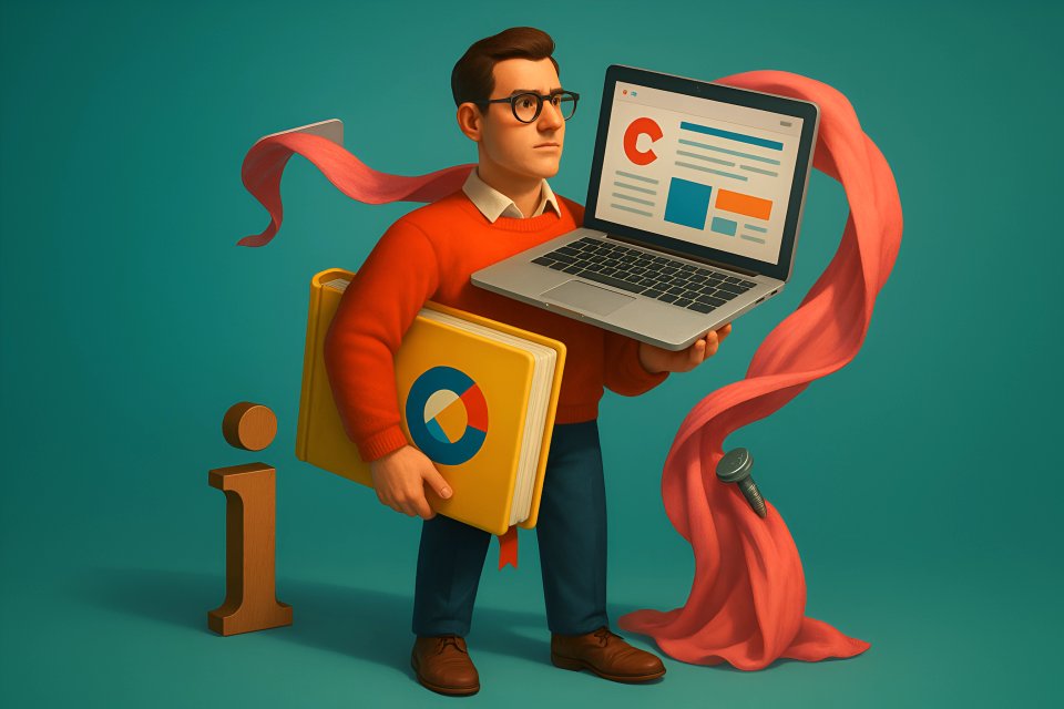 Man with laptop and documents